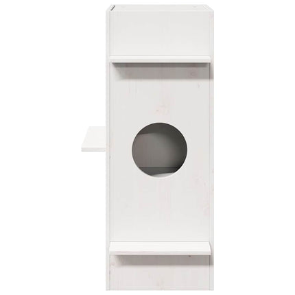 Katthus vit 43x43x90 cm massiv furu