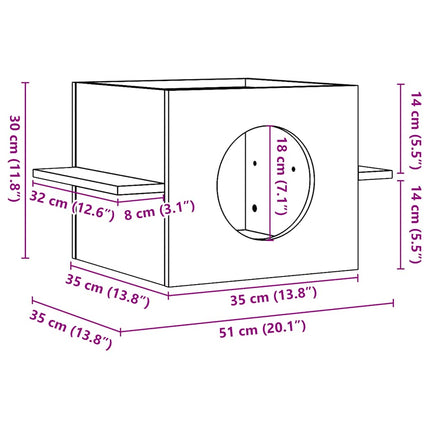 Katthus 51x35x30 cm massiv furu
