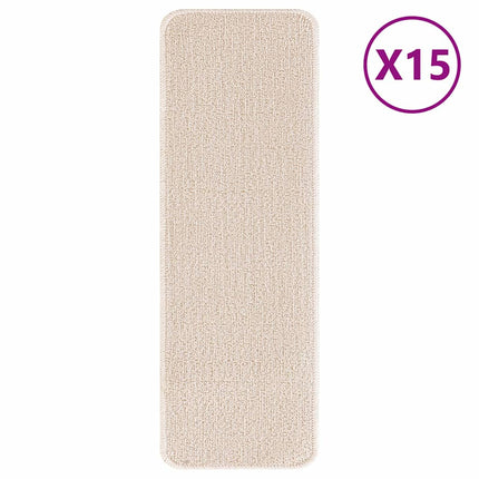 Halkfria trappmattor Latexbakgrund 15 pcs Kräm 60 x 25 cm PP