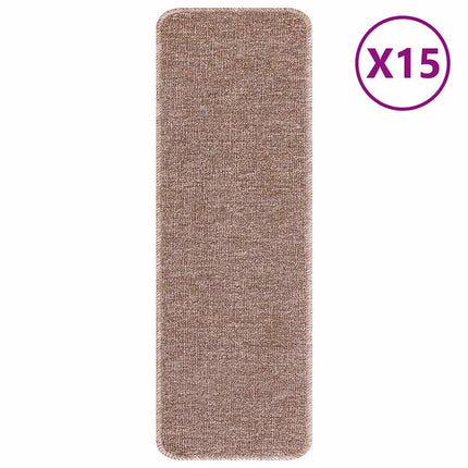 Halkfria trappmattor 15 pcs Ljusbrun 60 x 25 cm PP