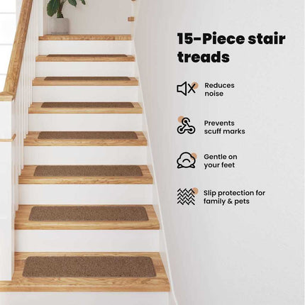 Halkfria trappmattor 15 st 75 x 20 cm Gul PP Rektangulär