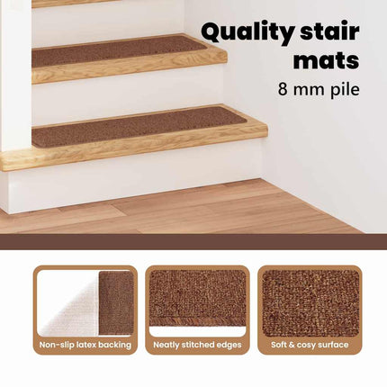 Halkfria trappmattor 15 st 75 x 20 cm Gul PP Rektangulär