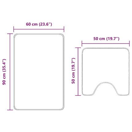 Antisklid badmatta set 2 pcs Mörkgrå PP