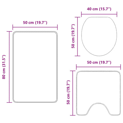 Antisklid badmatta set 3 pcs Brun PP