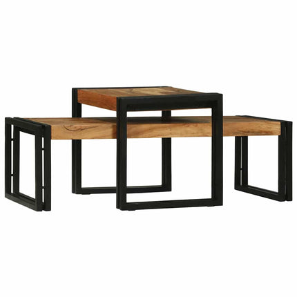 Kaffeebord 2 pcs Brun 48 x 40 x 40 cm Massivt Akaciaträ