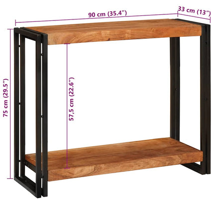 Konsolbord med hylla Brun 90 x 33 x 75 cm Massivt Akaciaträ