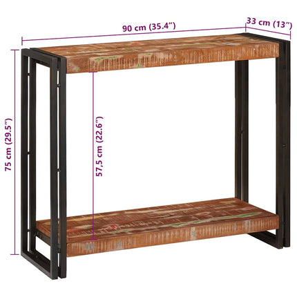 Konsolbord Flerfärgsdesign 90 x 33 x 75 cm Solid återvunnen trä