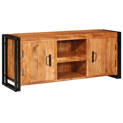 TV-skåp med hylla med dörr Brun 120 x 33 x 50 cm massivt akacia