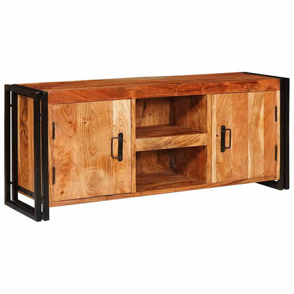 TV-skåp med hylla med dörr Brun 120 x 33 x 50 cm massivt akacia