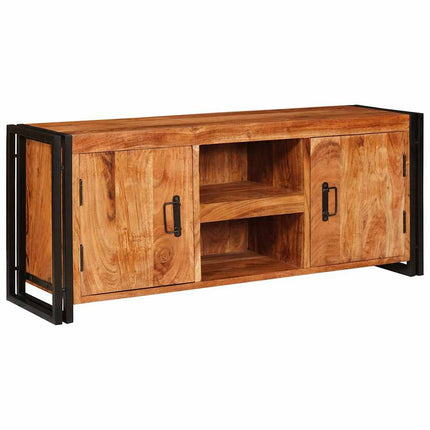 TV-skåp med hylla med dörr Brun 120 x 33 x 50 cm massivt akacia