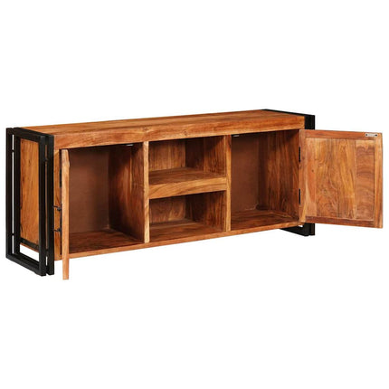 TV-skåp med hylla med dörr Brun 120 x 33 x 50 cm massivt akacia