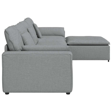 Modulsoffa med fotpall och dynor ljusgrå