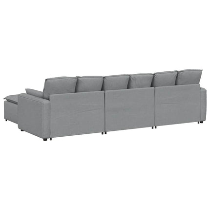 Modulsoffa med fotpall och dynor ljusgrå