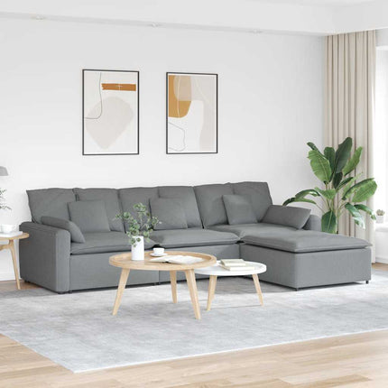Modulsoffa med fotpall och dynor ljusgrå
