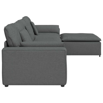 Modulsoffa med fotpall och dynor mörkgrå