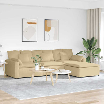 Modulsoffa med fotpall och dynor grågrön
