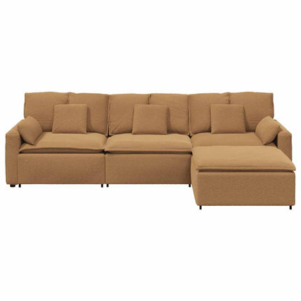 Modulsoffa med fotpall och dynor beige