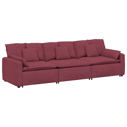 Modulsoffa med dynor vinröd