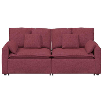 Modulsoffa med dynor vinröd