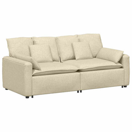Modulsoffa med dynor krämfärgad