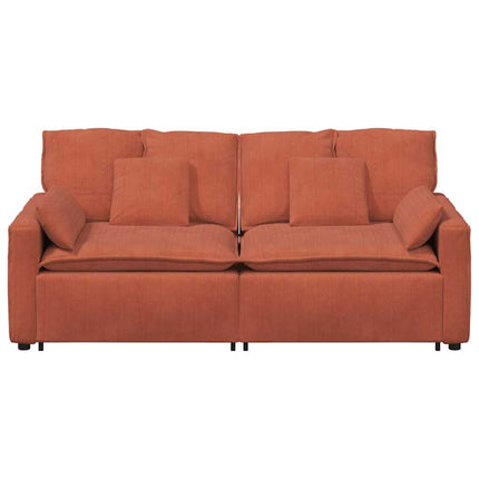 Modulsoffa med dynor röd orange