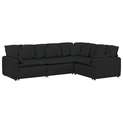 Modulsoffa med dynor i tyg svart