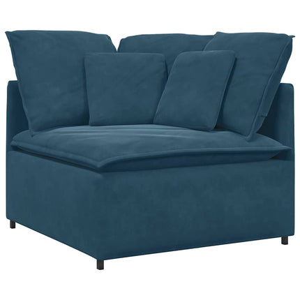 Modulsoffa med dynor sammetsblå