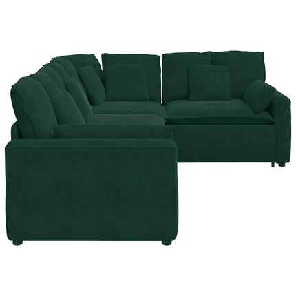 Modulsoffa med dynor sammet mörkgrön