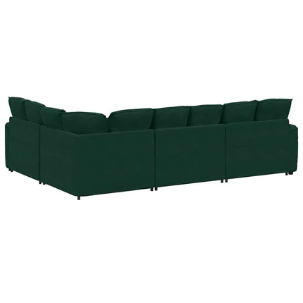 Modulsoffa med dynor sammet mörkgrön