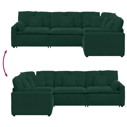 Modulsoffa med dynor sammet mörkgrön