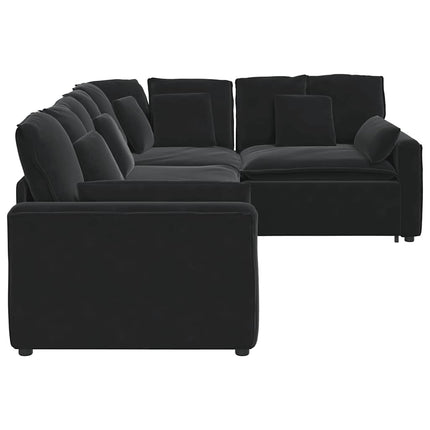 Modulsoffa med kuddar sammet svart