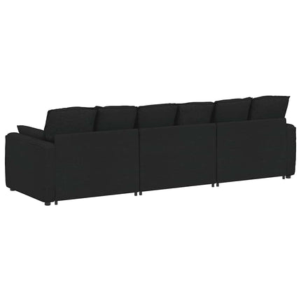 Modulsoffa med kuddar sammet svart