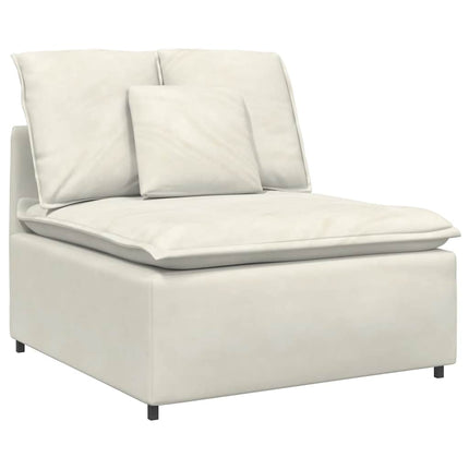 Modulsoffa med kuddar sammetskräm
