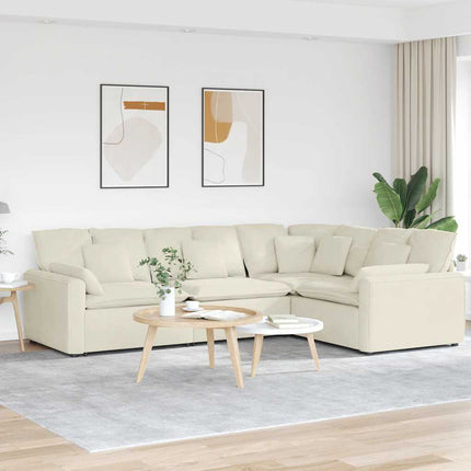 Modulsoffa med kuddar sammetskräm