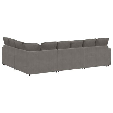 Modulsoffa med dynor manchestertyg ljusgrå