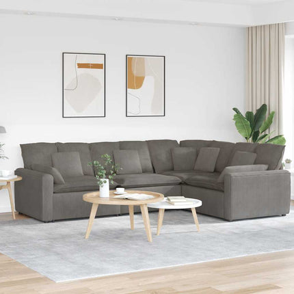 Modulsoffa med dynor manchestertyg ljusgrå
