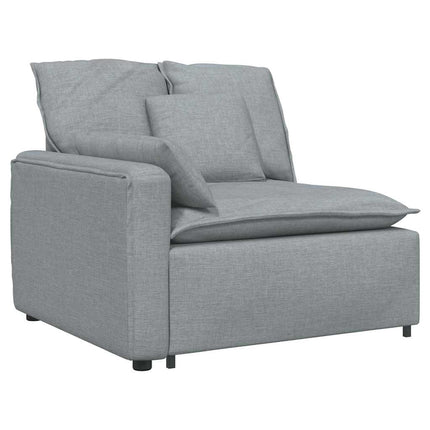 Modulsoffa med fotpall och dynor i tyg ljusgrå