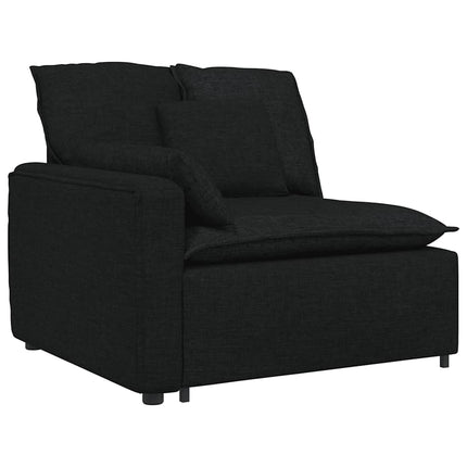 Modulsoffa med fotpall och dynor svart