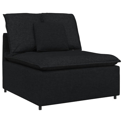Modulsoffa med fotpall och dynor svart