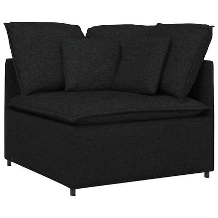 Modulsoffa med fotpall och dynor svart