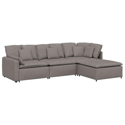 Modulsoffa med fotpall och dynor i taupe