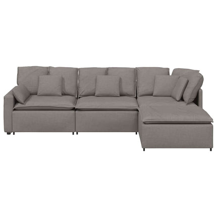 Modulsoffa med fotpall och dynor i taupe