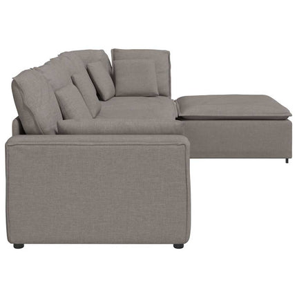 Modulsoffa med fotpall och dynor i taupe