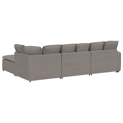 Modulsoffa med fotpall och dynor i taupe