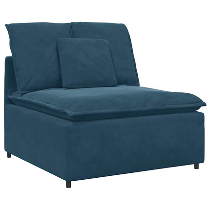 Modulsoffa med fotpall och dynor sammetsblå