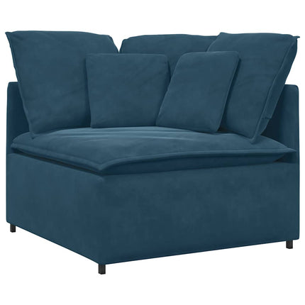 Modulsoffa med fotpall och dynor sammetsblå