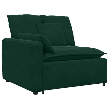 Modulsoffa med fotpall och dynor sammet mörkgrön