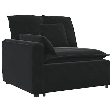 Modulsoffa med fotpall och dynor sammet svart