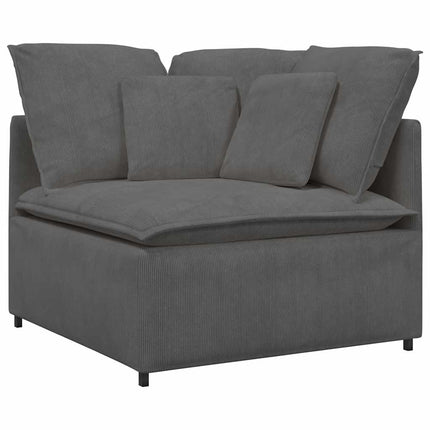 Modulsoffa med fotpall&dynor manchestertyg mörkgrå
