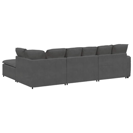 Modulsoffa med fotpall&dynor manchestertyg mörkgrå